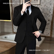 高品质西装暴徒一整套垫肩制服马甲商务酒会年会男士西装套装
