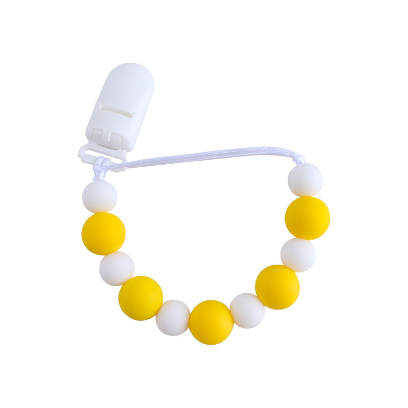 Nuevo bebé suministros plástico pico clip de silicona perlas mordedor bebé molar juguetes chupete cadena anti-perdida cadena