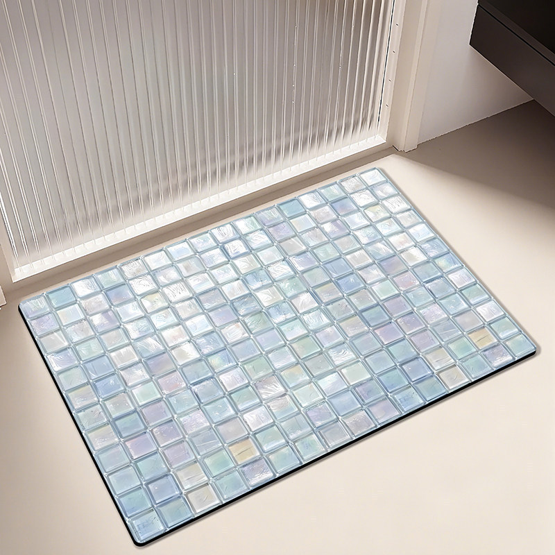 Simple Glass-Patterned Diatomaceous Earth Bathroom Mat, Water-Absorbent and Quick-Drying Decorative Foot Mat, Wear-Resistant Entrance Door Mat