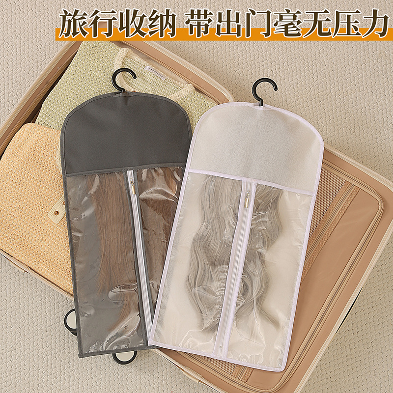 Cross-Border Export Non-Woven Wig Storage Bag Peva Visible Waterproof Wig Hanging Bag Hanging Display Storage Cover Cross-Border Export Non-Woven Wig Storage Bag Peva Visible Waterproof Wig Hanging Bag Hanging Display Storage Cover