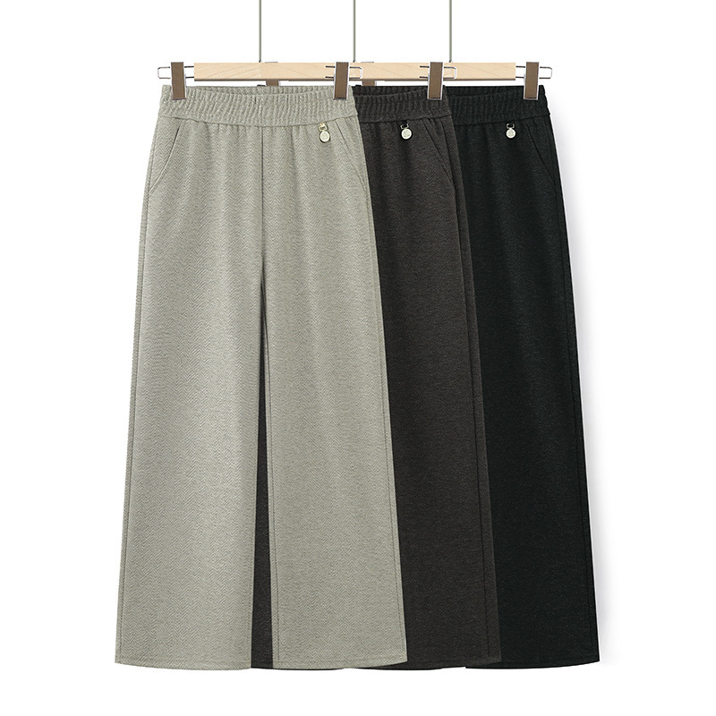 Fleece-lined and thickened high-waisted straight pants for mothers, suitable for middle-aged and elderly women, loose and casual wide-leg pants for spring and autumn, 2026 new model Fleece-lined and thickened high-waisted straight pants for mothers, suitable for middle-aged and elderly women, loose and casual wide-leg pants for spring and autumn, 2026 new model