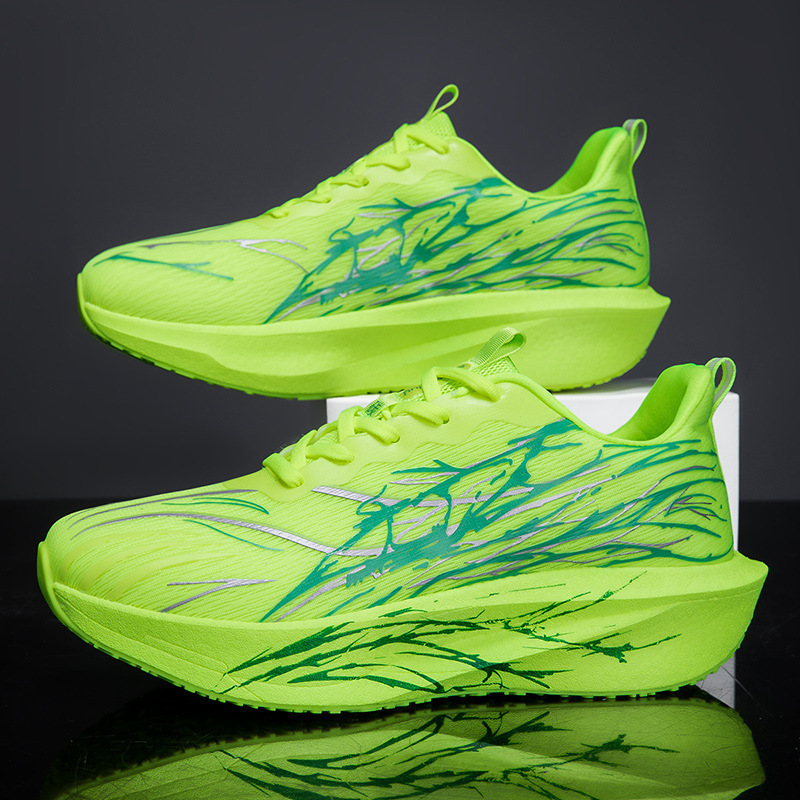 Cross-Border New Large Size Carbon Plate Cushioning Running Shoes Luminous Non-Slip Wear-Resistant Racing Training Shoes Breathable Lightweight Sports Shoes