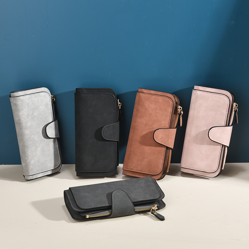 Foreign Trade New Buckle Women's Korean Style Wallet Large 70% off Fashion Women's Bag Multi-Card Slot Women's Wallet Frosted Cross-Border