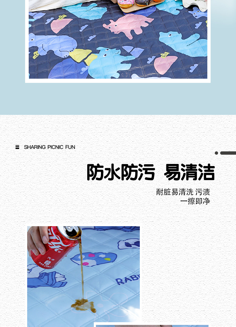 满印花野餐垫加厚防水防潮垫春游野餐布沙滩垫户外帐篷野营地垫子详情9