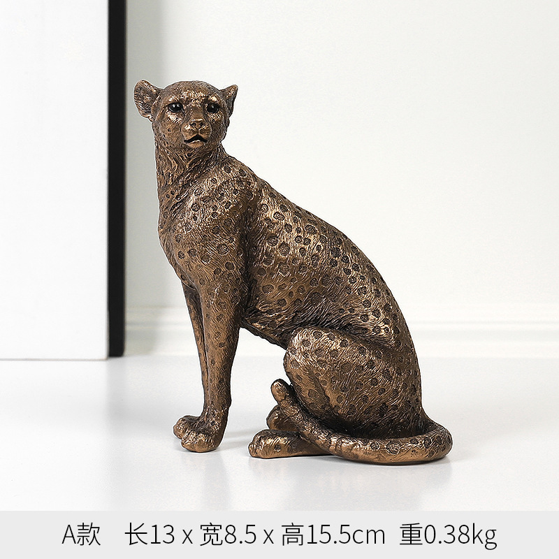 Dinero moderno minimalista leopardo resina artesanía sala de estar oficina decoración de arte de escritorio
