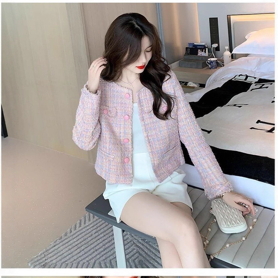 Tweed Style Women's Tweed Short Jacket Spring and Autum 2025 New High-End Elegant Petite Top Autum and Winter