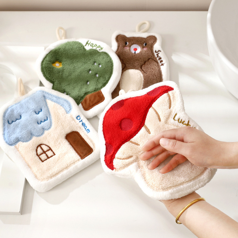 Absorbent Plush Thickened Hand Towel for Bathroom, Cartoon Hand Towel, Small Square Towel, Cleaning Cloth Absorbent Plush Thickened Hand Towel for Bathroom, Cartoon Hand Towel, Small Square Towel, Cleaning Cloth