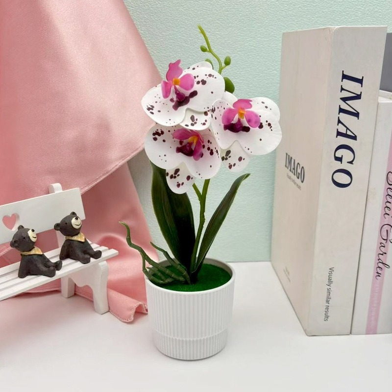 クロスボーダーのシミュレーション胡蝶蘭盆栽花付きデスクトップ装飾プラスチック造花盆栽撮影植木鉢置物花頭|undefined