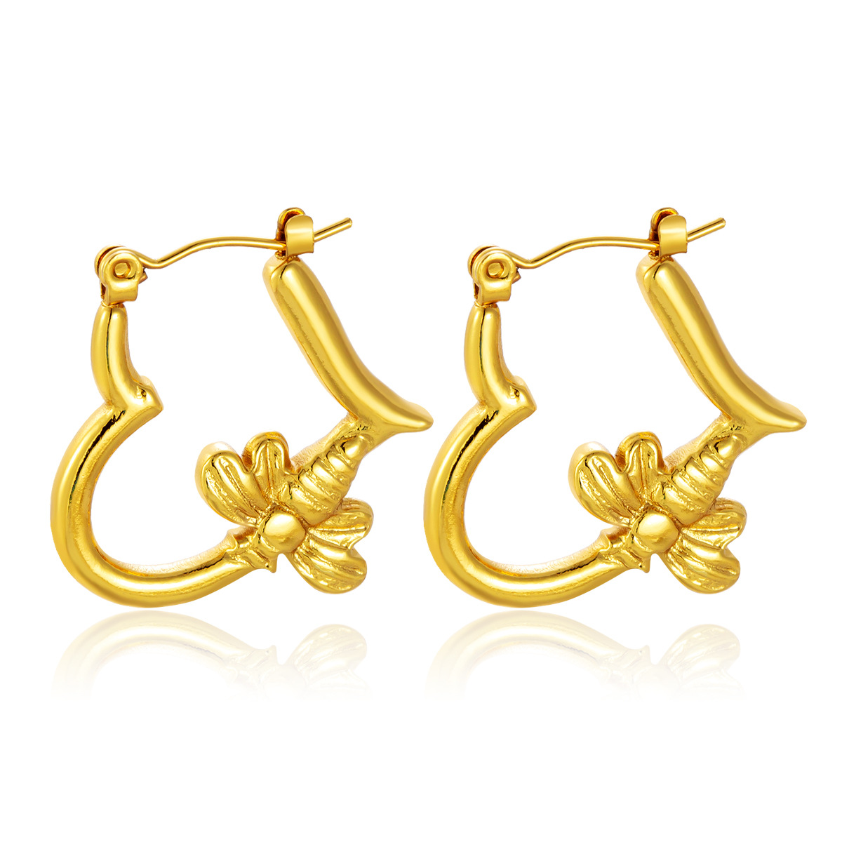 Pendientes de acero de titanio de moda europea y americana transfronteriza Pendientes de acero inoxidable en forma de corazón femenino Pendientes de mujer atmosférica