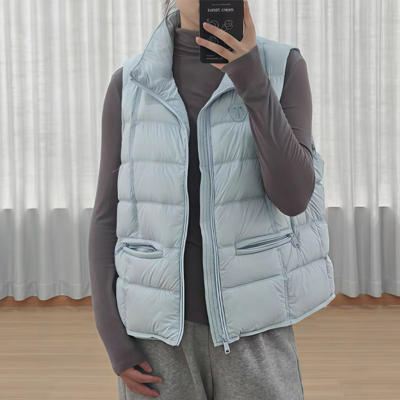 Women's short down vest, duck down jacket, ribbed, Korean style, lightweight, 2026 women's winter vest Women's short down vest, duck down jacket, ribbed, Korean style, lightweight, 2026 women's winter vest