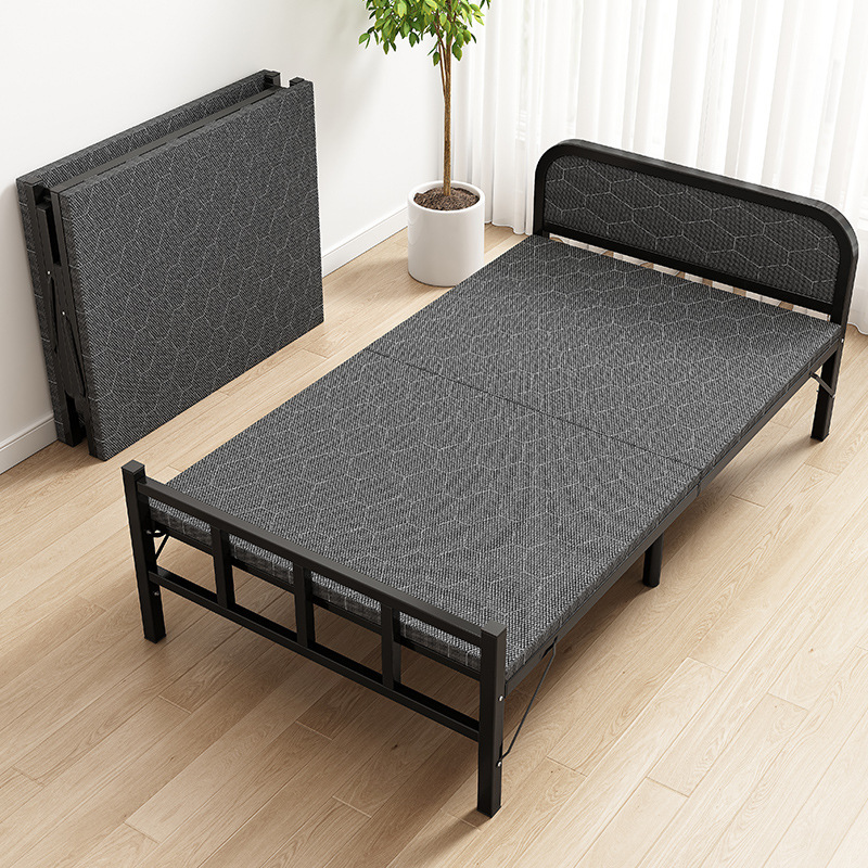 Cama plegable hogar individual pequeño apartamento cama simple 1,2 m reforzado almuerzo cama pequeña casa de alquiler cama dura para adultos