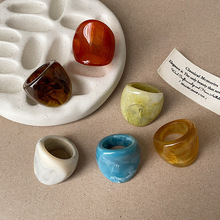 欧美简约气质高级感复古多指环女2025年新款小众设计树脂戒指