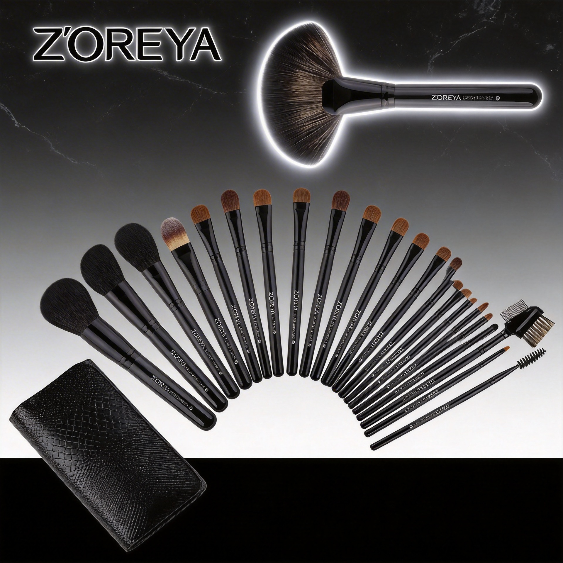 Zhuolya patrón de cuero de cocodrilo rojo 21 piezas conjunto completo cepillo de maquillaje de lana mango de madera herramientas de maquillaje conjunto de cepillo de maquillaje