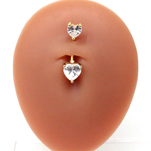 Gabby European and American cross-border heart-shaped navel ring navel ornaments navel nails stainless steel navel ring copper pieces inlaid with zircon navel ring