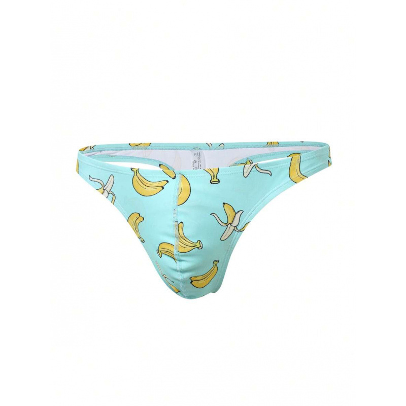 Cross-Border Export New Swimwear Men's Banana Print Thong Swimming Trunks Vacation Beach