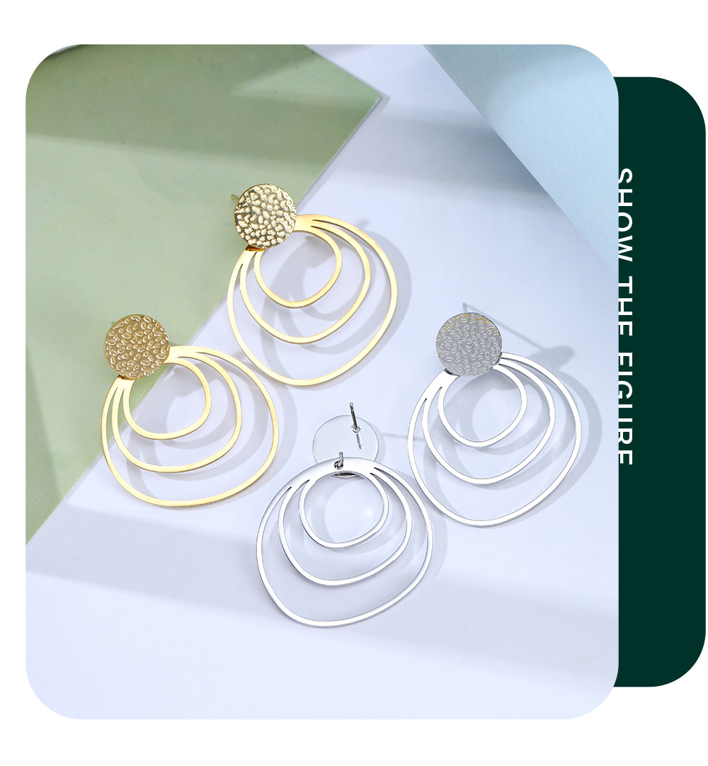 Fashion Geometric Stainless Steel Plating Drop Earrings 1 Pair