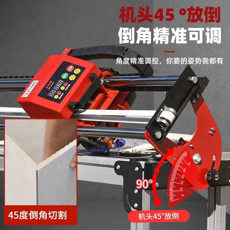 多功能全自动台式瓷砖切割机岩板地砖水刀微晶石一体45度倒角机