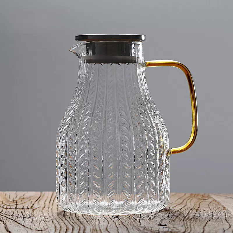 麦穗纹水壶果汁冷水壶加厚耐热高硼硅玻璃凉水壶冷泡大容量茶壶