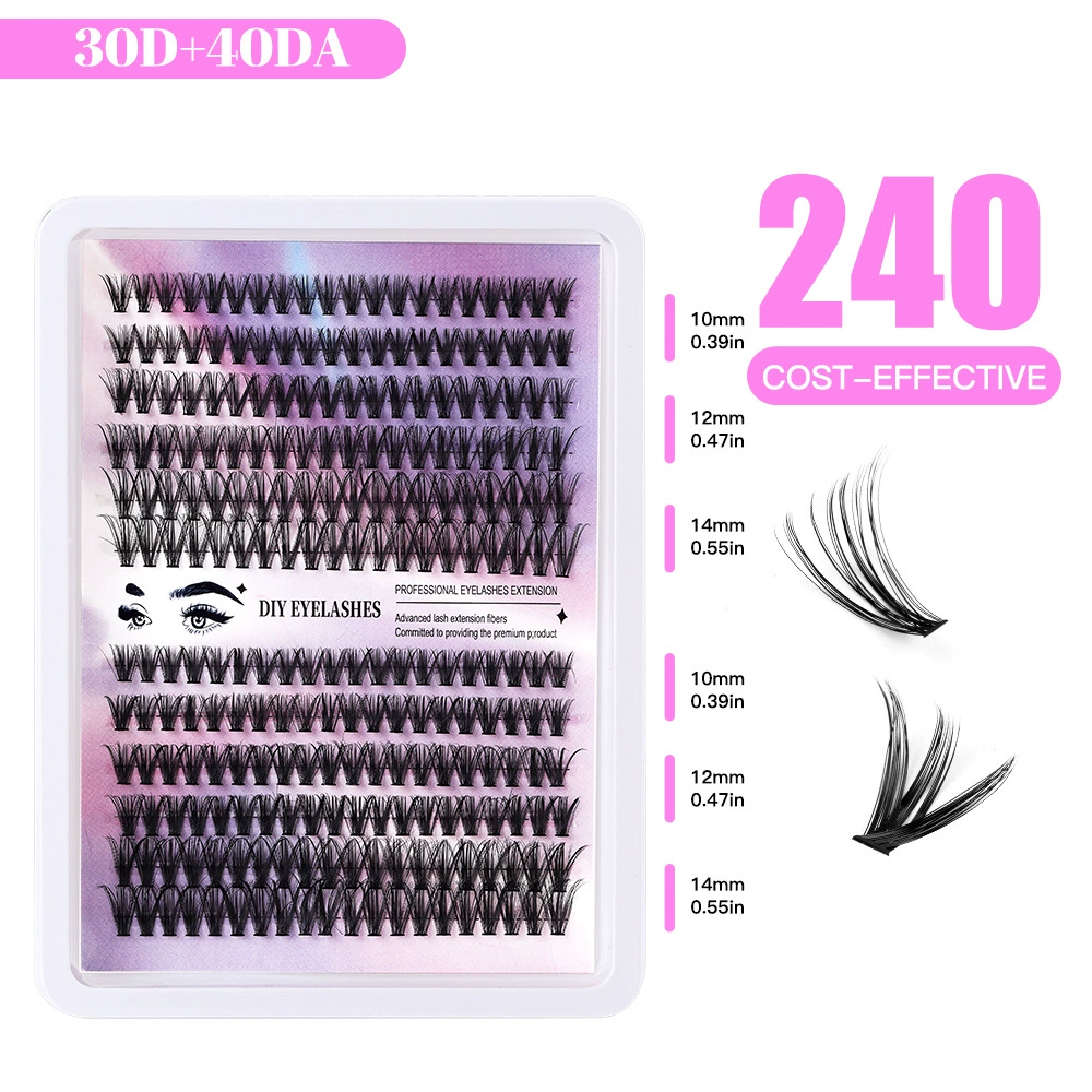 跨境爆炸240簇3040d单簇假睫毛10-14mm diy Duo Mao естественно густые ресницы