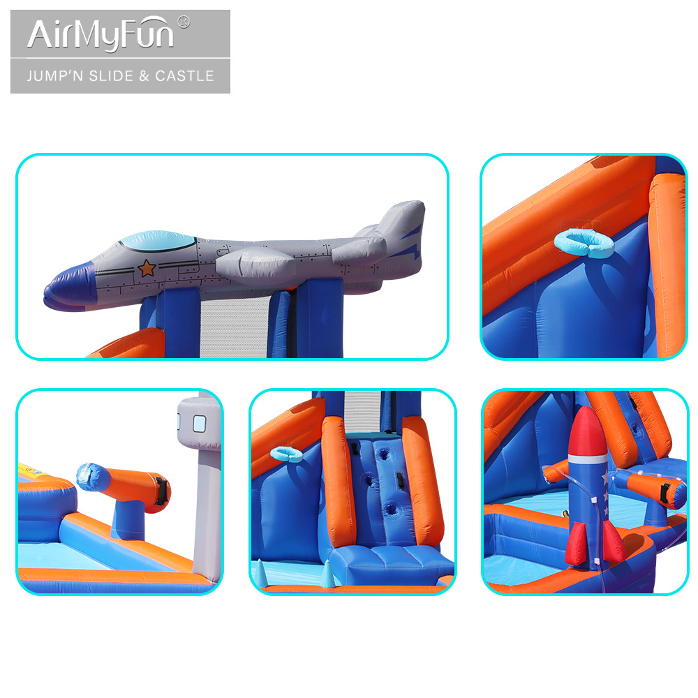 AMF | Castillo de chorro de agua para niños cama de salto inflable al aire libre pequeño parque de chorro de agua para el hogar para niños castillo inflable antideslizante