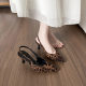 2025 New French Niche Leopard High-heeled Sandals Women's Suede Toe Pointed Hair High-heeled Sandals for Women