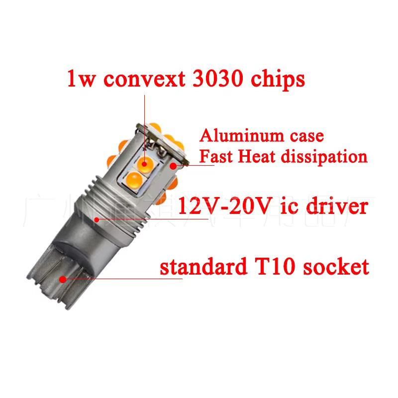 Cross-Border New High-Brightness Automotive Led Light T10 3030 11-Light Decoding Width Indicator Bulb Turn Signal Tail Light Reading Light