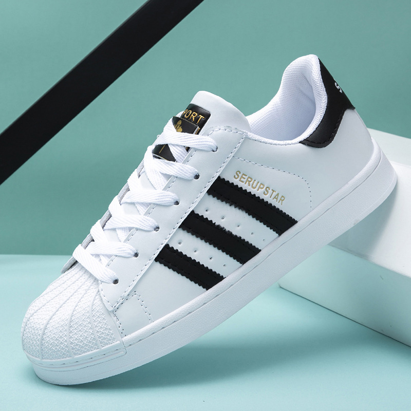 Gold Label Shell Toe Sneakers for Men and Women, Low-Top Sports Shoes for Women, Versatile White Shoes, Three Stripes, Trendy Shoes for Middle School Students