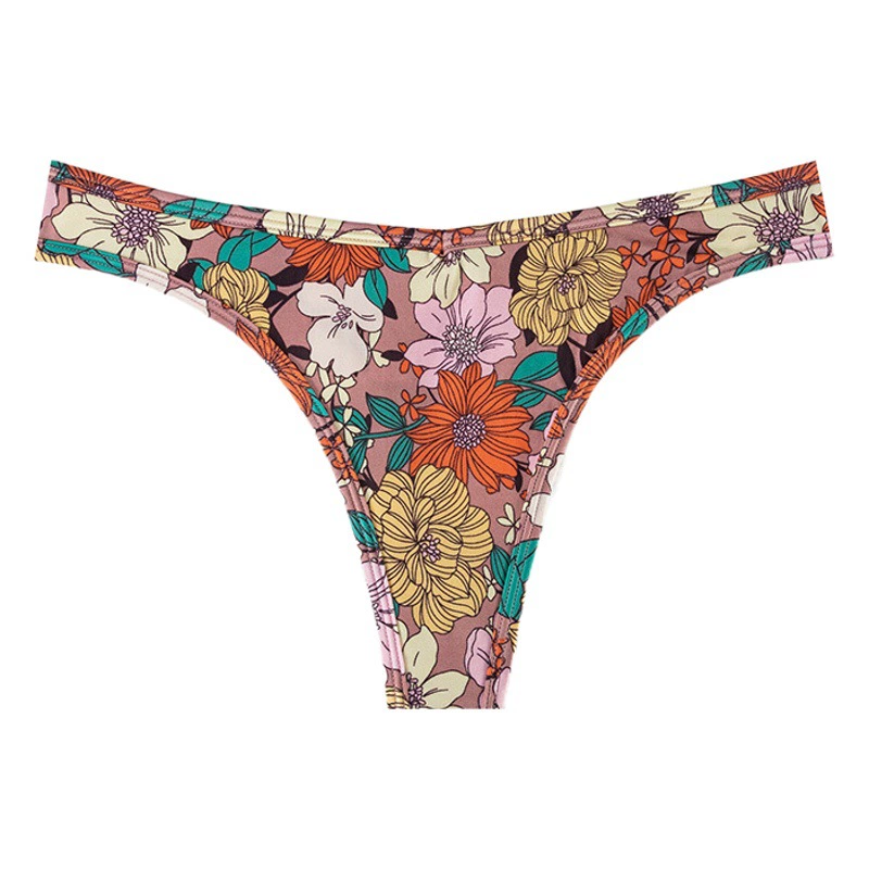 Новые бесшовные трусики-стринги с принтом для женщин, сексуальные трусики-стринги с низкой посадкой, ультра-сексуальные треугольные трусики для женщин, трансграничная торговля.