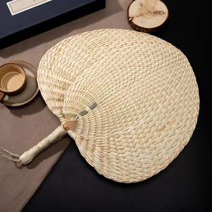 Traditional Handmade Bamboo Fan for Children Hanfu Style Summer Fan with Banana Leaf Design