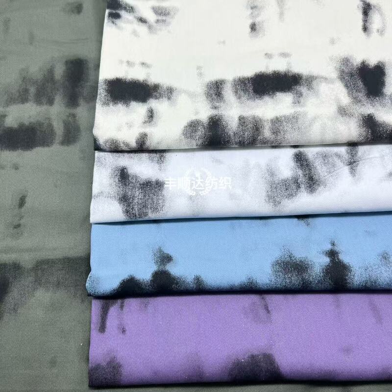 Mountain ink painting printing wash water Denim fabric pants coat skirt bags hat clothing fabric manufacturers wholesale