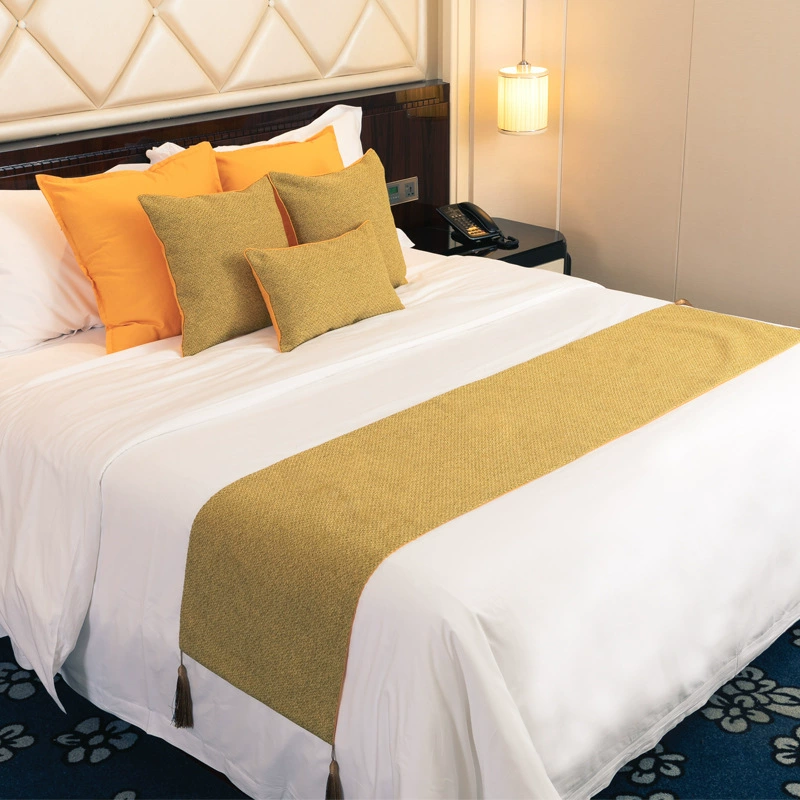 Nordic modern minimalist solid color hotel bed flag cushion cover set, simple color reversible bed scarf customized