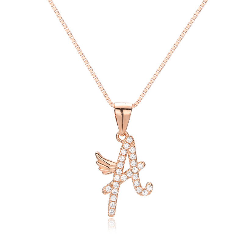 Europeo y americano transfronterizo personalizado diamante-incrustado 26 letras inglesas colgante collar s925 plata esterlina Cadena de clavícula creativa joyería femenina