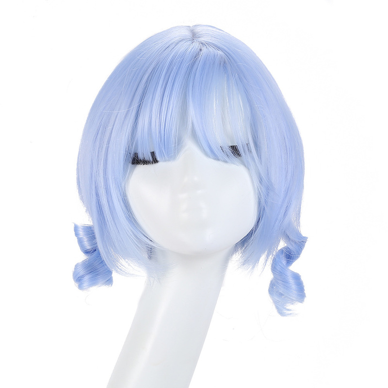 High temperature silk novel wig set blue cos fashion women's regional wave short wig set characteristic wig set