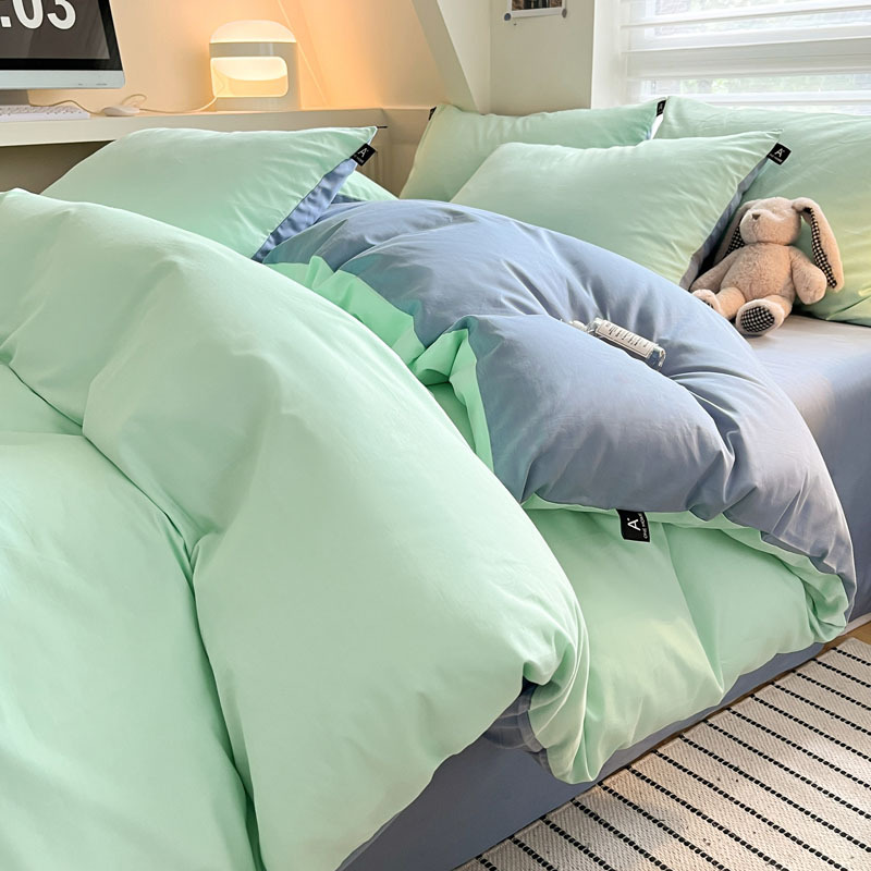 Cama de algodón de clase A para madres y bebés, ropa de cama de cuatro piezas, ropa de cama de color sólido, ropa de cama, dormitorio de estudiantes, tres piezas