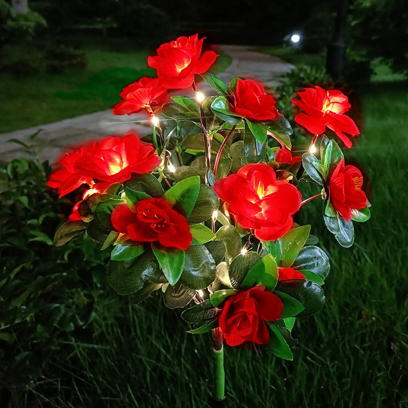led太阳能灯地插灯彼岸花百合花玫瑰花仿真花蒲公英草坪铜线灯串|undefined