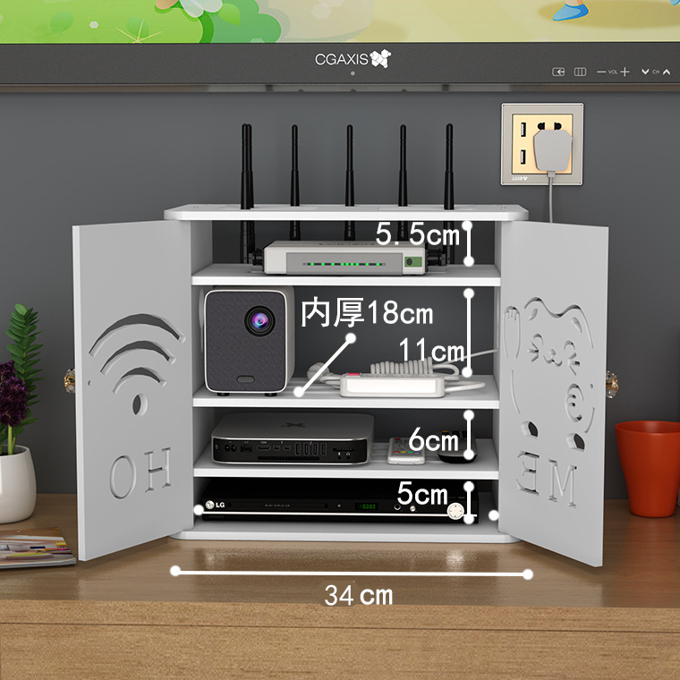 Creativo Punch-free rack de almacenamiento de pared TV Set-Top Box rack de pared dormitorio sala de estar router caja de almacenamiento al por mayor