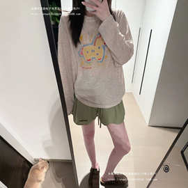 【广州克彩虹麻】薄款微透防晒罩衫女夏宽松圆领长袖恤印花上衣