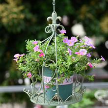 花园复古铁艺皇冠吊篮 庭院阳台户外绿萝小盆栽悬挂花篮 美式乡村