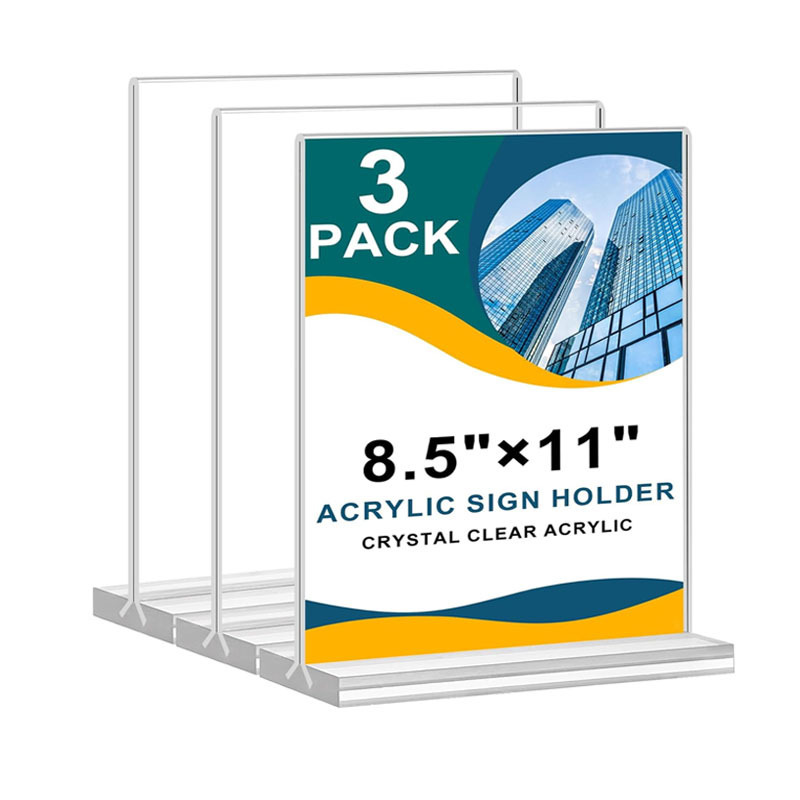 跨境批发亚克力T型八角透明双面酒水牌桌面台签抽拉台卡立牌
