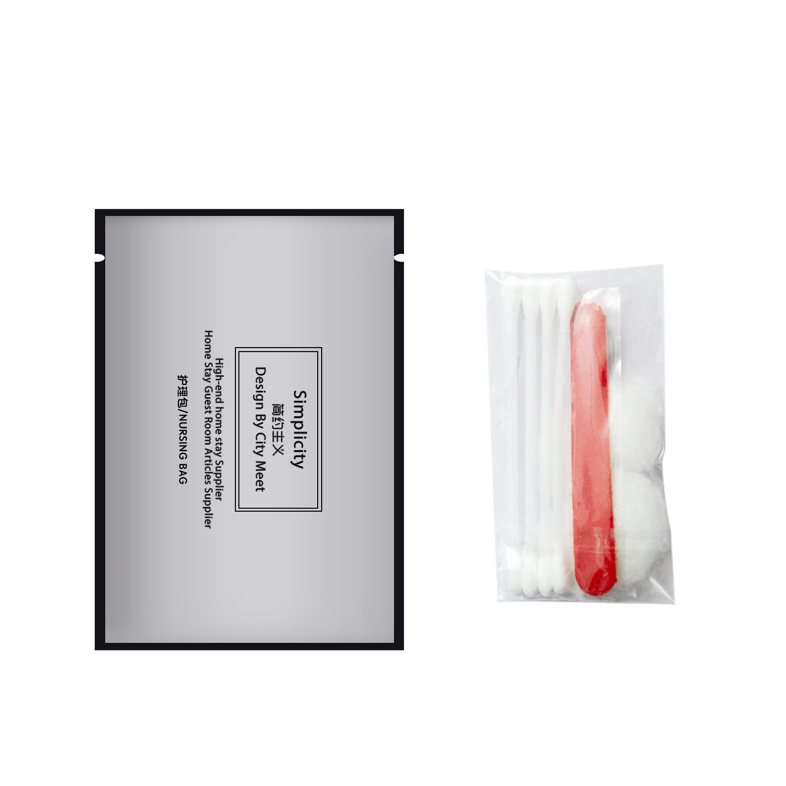 더블 레이어 복합 3 면 가방 ~ 케어 패키지 (면봉 2 개 4 면봉 1 네일 파일)