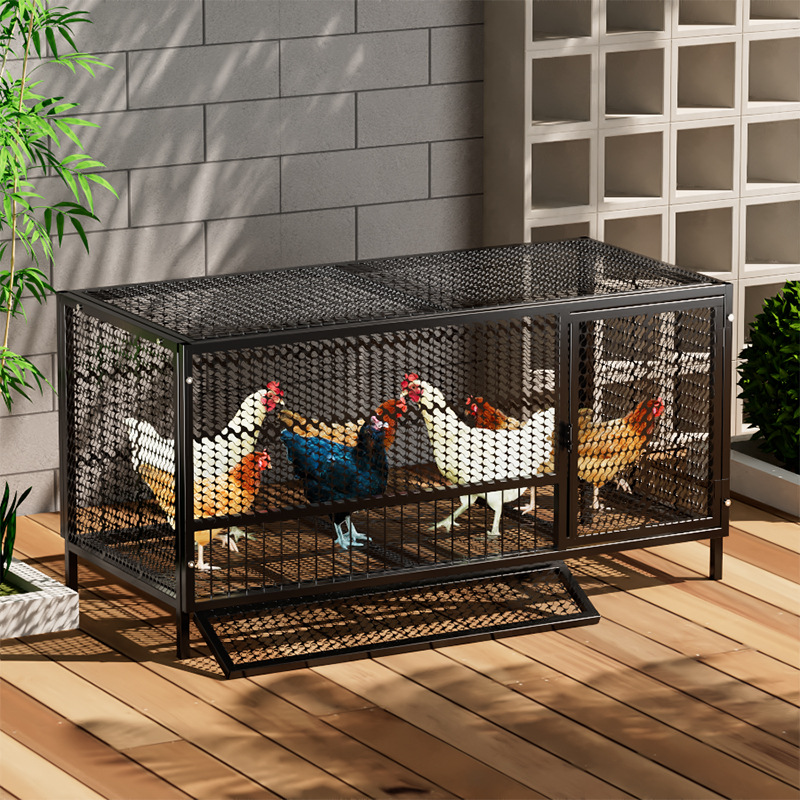 Jaula de pollo, exterior doméstico, gran tubo cuadrado, red secreta, a prueba de lluvia, rutina rural, limpieza automática de estiércol, jaula de cría, comadreja