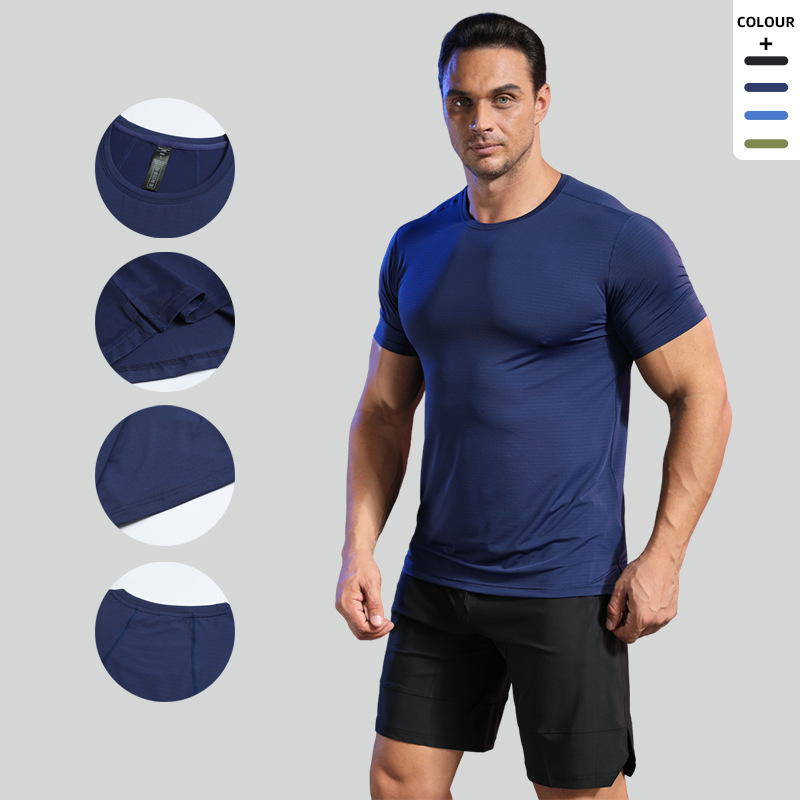 LULU short-sleeved T-shirt men's sports Ice Silk fitness quick-drying clothes summer casual round neck loose large size running clothes