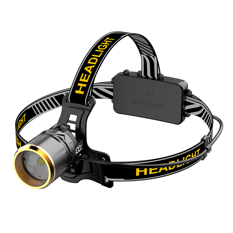 Faros al por mayor, pantalla eléctrica digital en el lado de la cabeza, faro de luz fuerte, láser blanco de alta potencia, iluminación de inducción para exteriores, electricidad