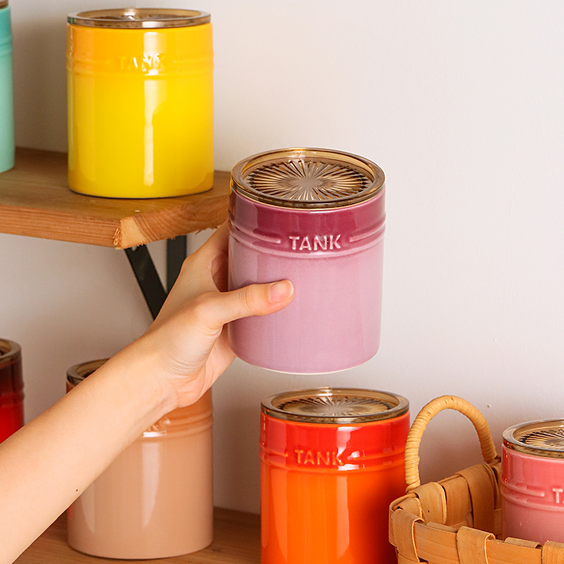 Tarro de Chile de cerámica para el hogar tarro de almacenamiento de granos de té salsa de miel condimento Tarro de cocina frasco de almacenamiento sellado a prueba de humedad