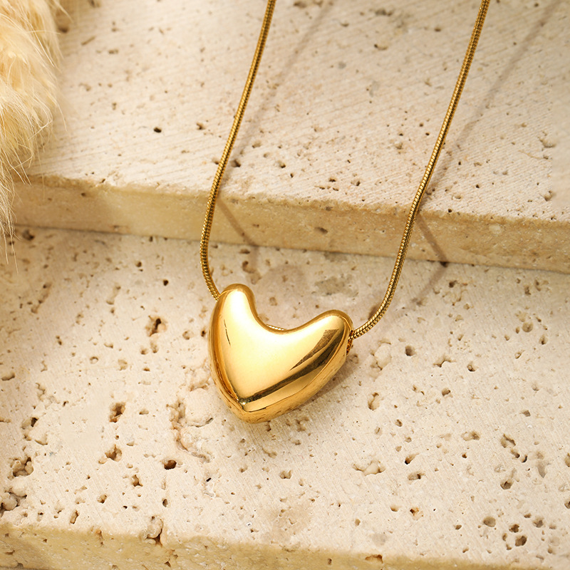 13g Weight 14K Gold Plated Plating Material 304 Stainless Steel Pendant Material Pendant Necklace Classification 304 Stainless Steel Chain Material 1 Piece Quantity Casual, Daily Occasion 304 Stainless Steel Material Heart Shape Pattern Women's Gender Simple Style Style Wholesale Jewelry Simple Style Heart Shape 304 Stainless Steel 14K Gold Plated Pendant Necklace 6