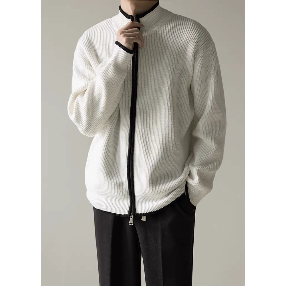 Весна и осень Новый кардиган в Корейском стиле свитер мужской легкий зрелый повседневный комплект воротник вязаный Топ на молнии свободная универсальная куртка