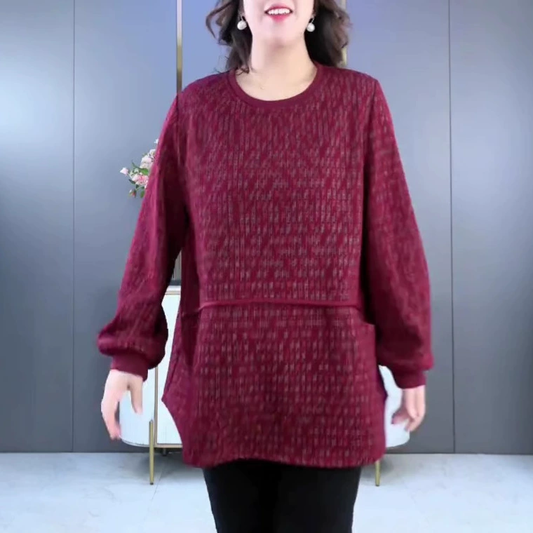 Осенний и зимний новый свободный большой размер толстый MM прямой принт с длинными рукавами и нижним дном