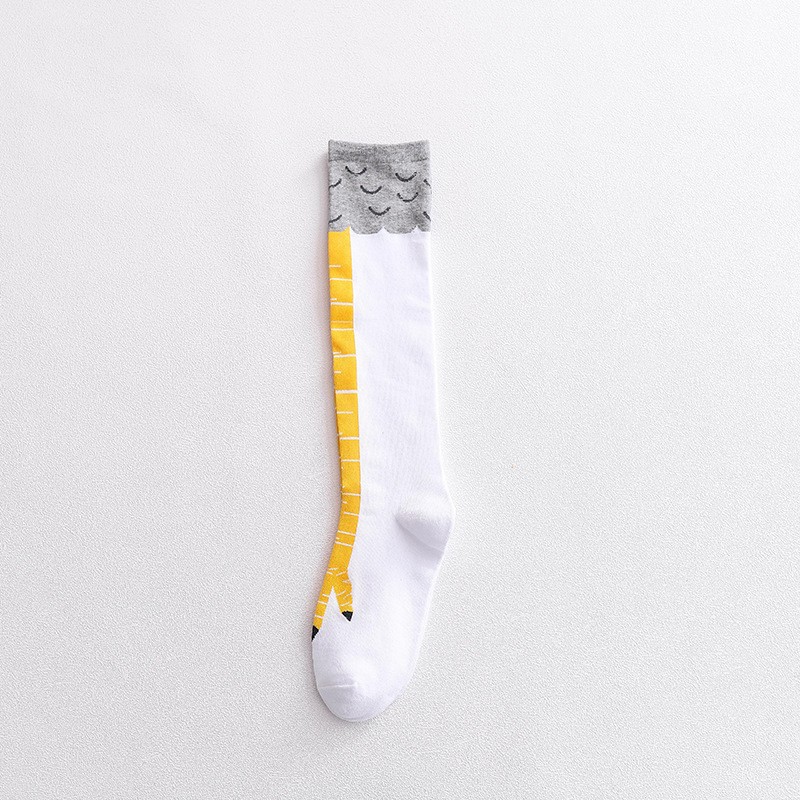 Los pies de pollo calcetines divertidos de las mujeres sobre la rodilla calcetines en línea celebridad avestruz patrón hasta la rodilla ternera Otoño e Invierno divertidos pies de pollo largo tubo nicho