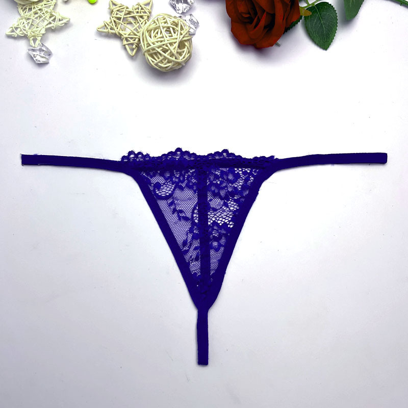 Sexy Lace Thong Panties for Women, Open Crotch, No Need to Take Off, Low-Waist Transparent Triangle Design