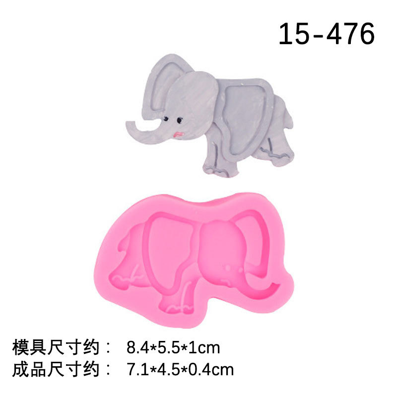 Nueva serie de animales dibujos animados molde silicona jirafa becerro pony elefante DIY herramienta arcilla fondant